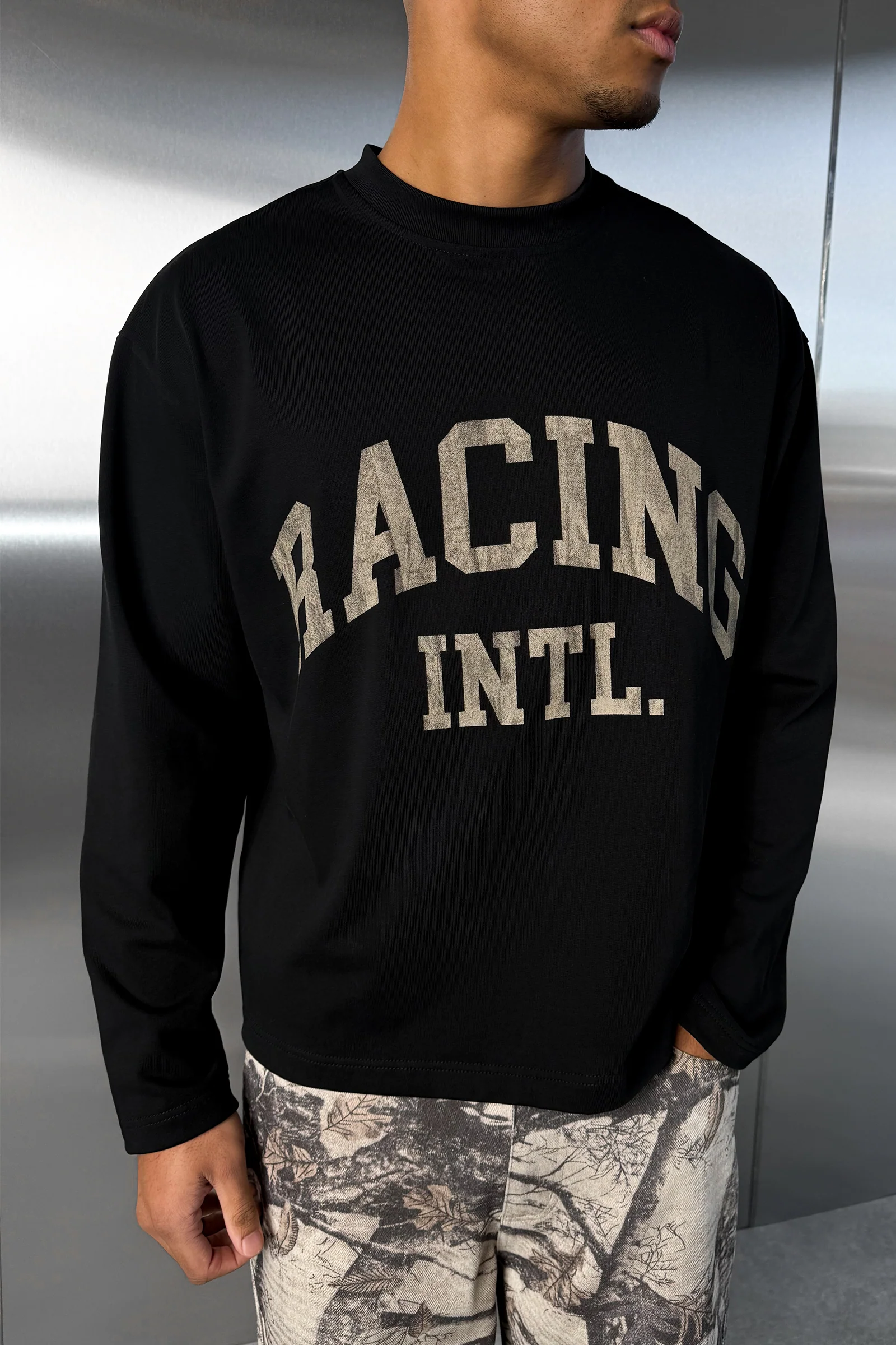 Racing Boxy Long Sleeve T-Shirt - Black - Image 4