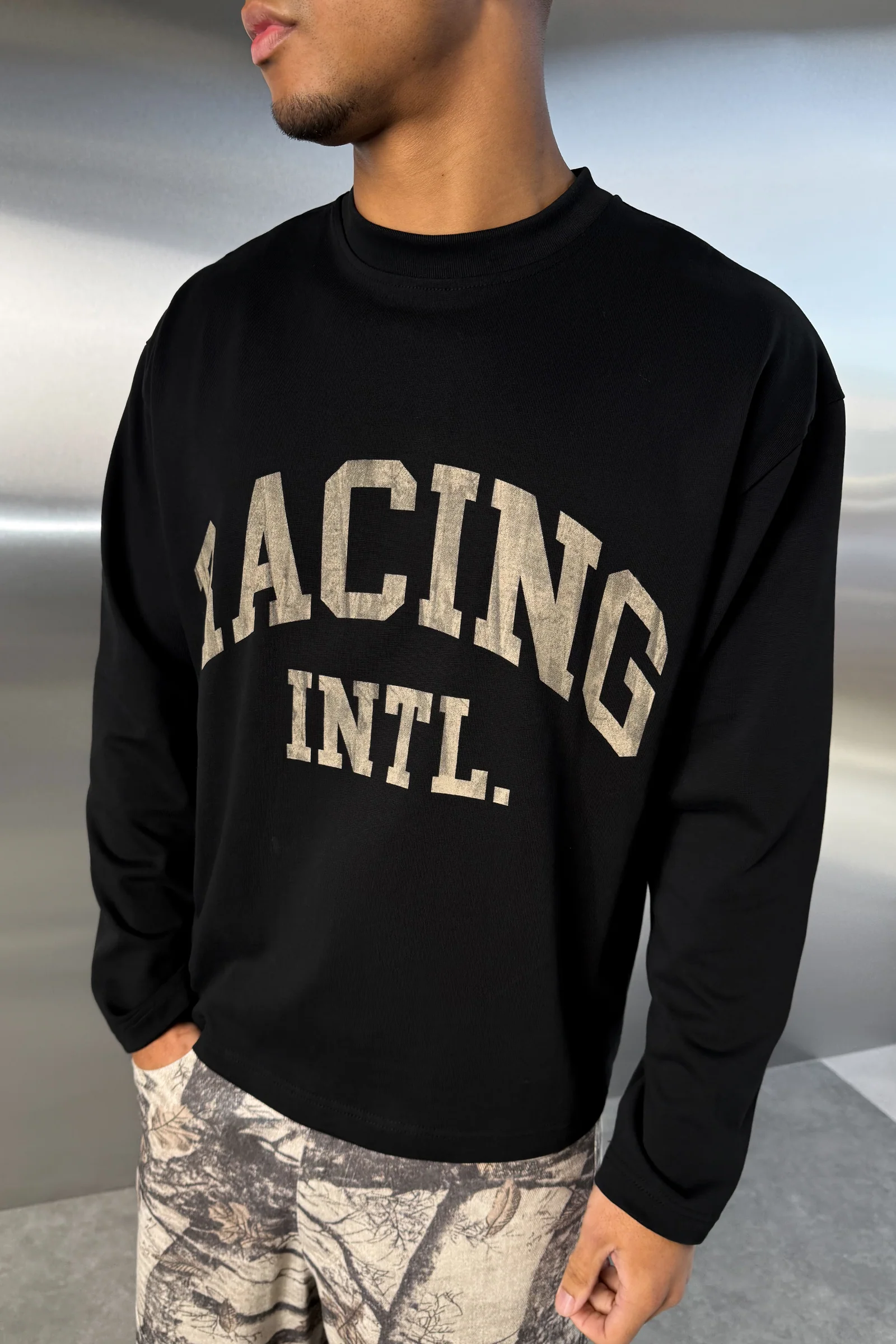 Racing Boxy Long Sleeve T-Shirt - Black - Image 6