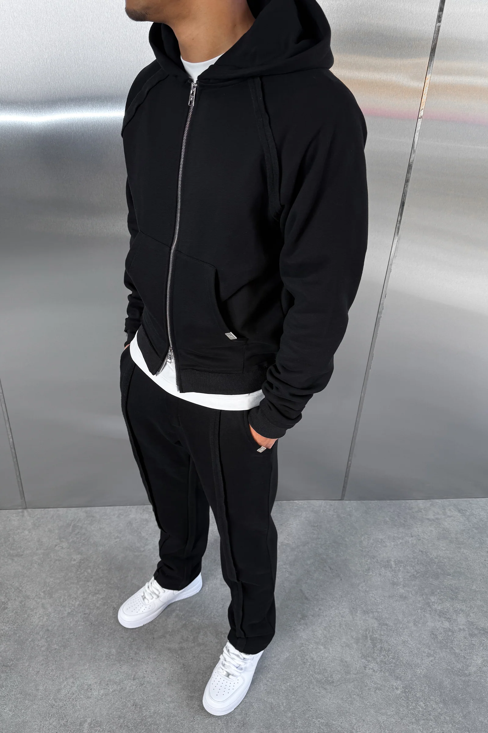 Raw-Seam Straight Leg Jogger - Black - Image 3