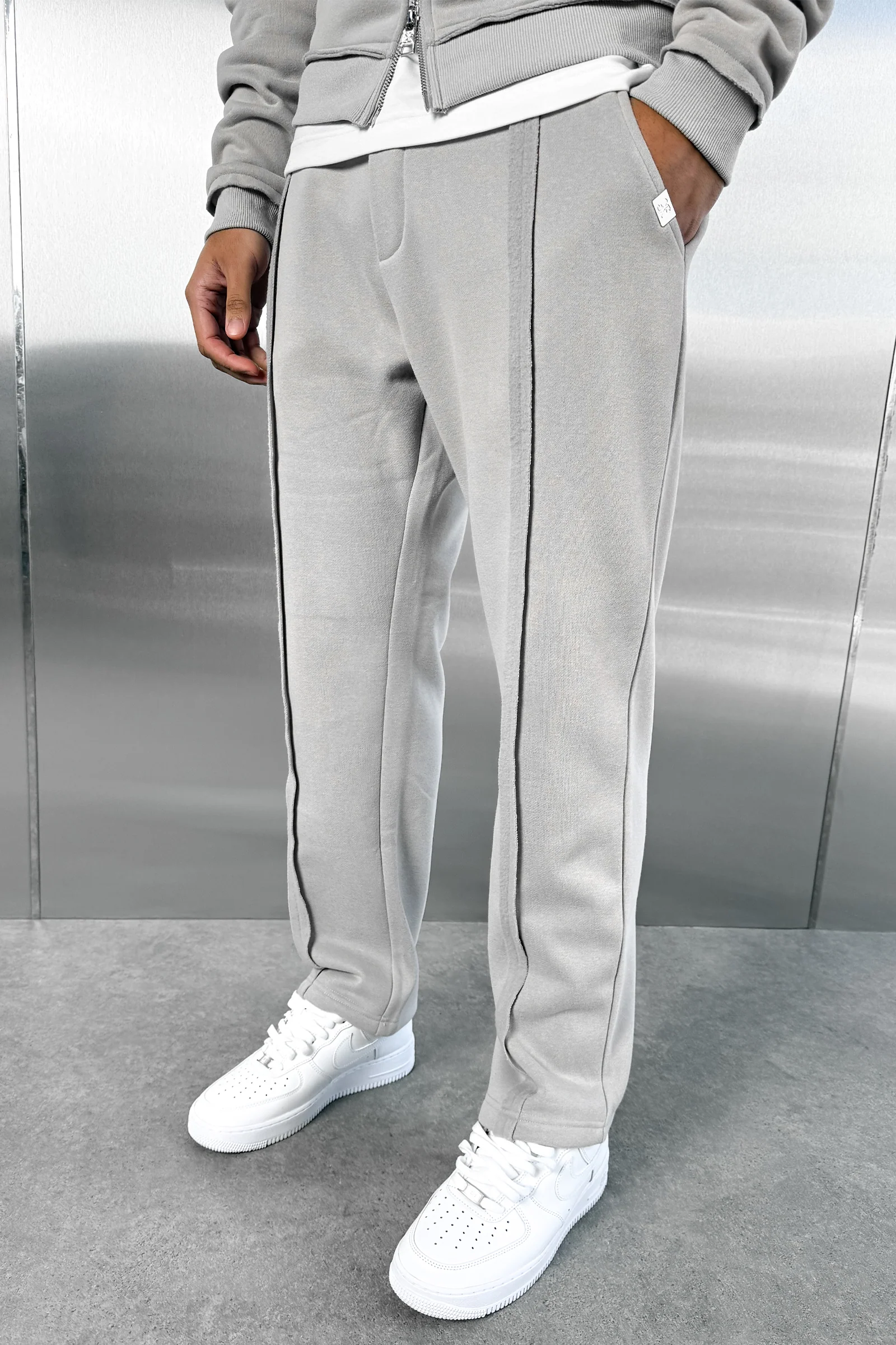 Raw-Seam Straight Leg Jogger - Grey - Image 2