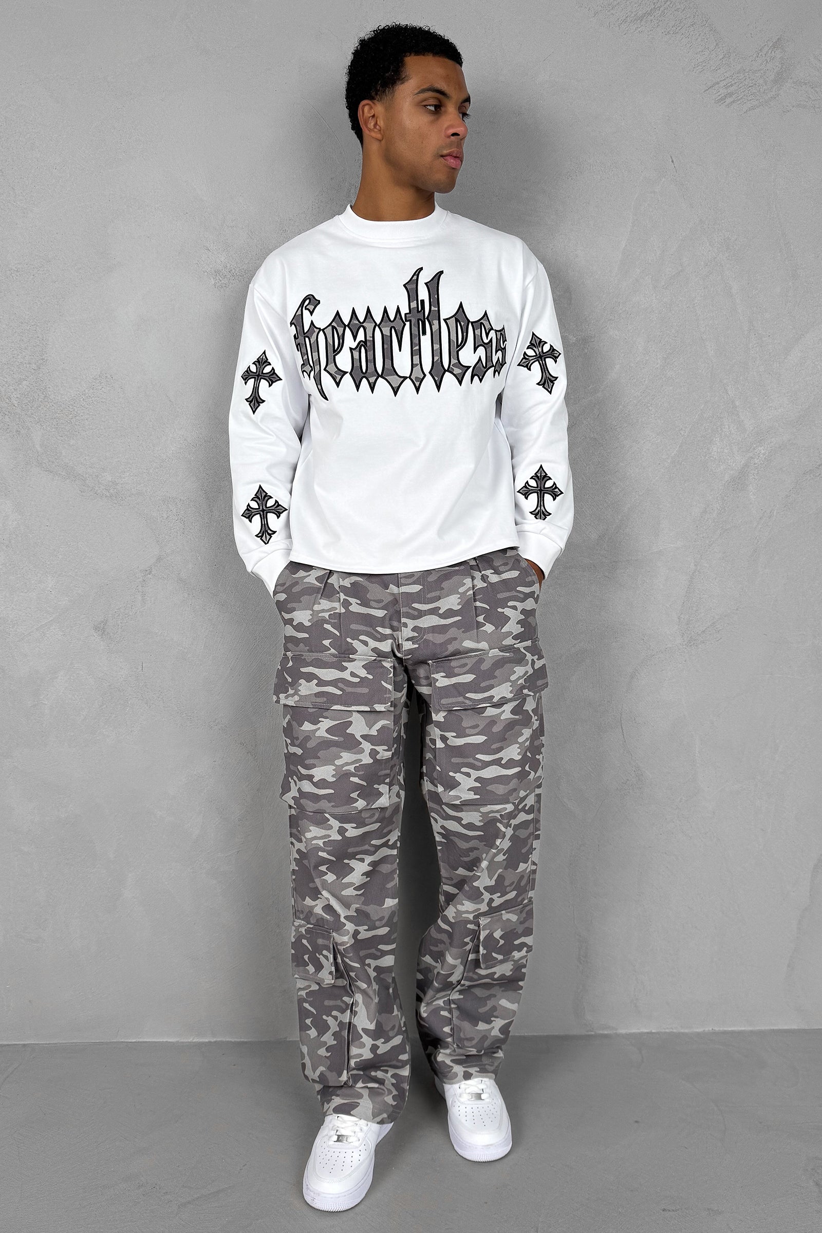 Relaxed Camo Denim Cargo Pant - Grey Camo - Image 5