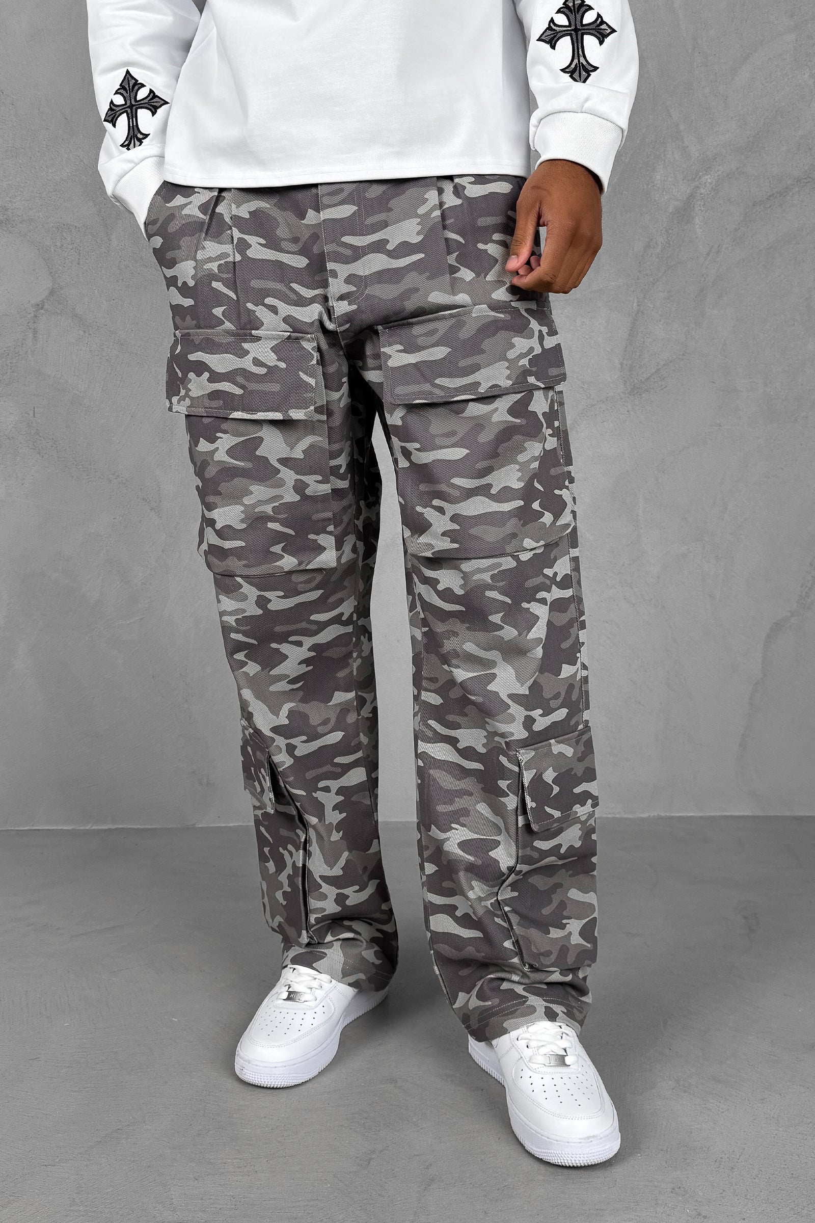 Relaxed Camo Denim Cargo Pant - Grey Camo - Image 6