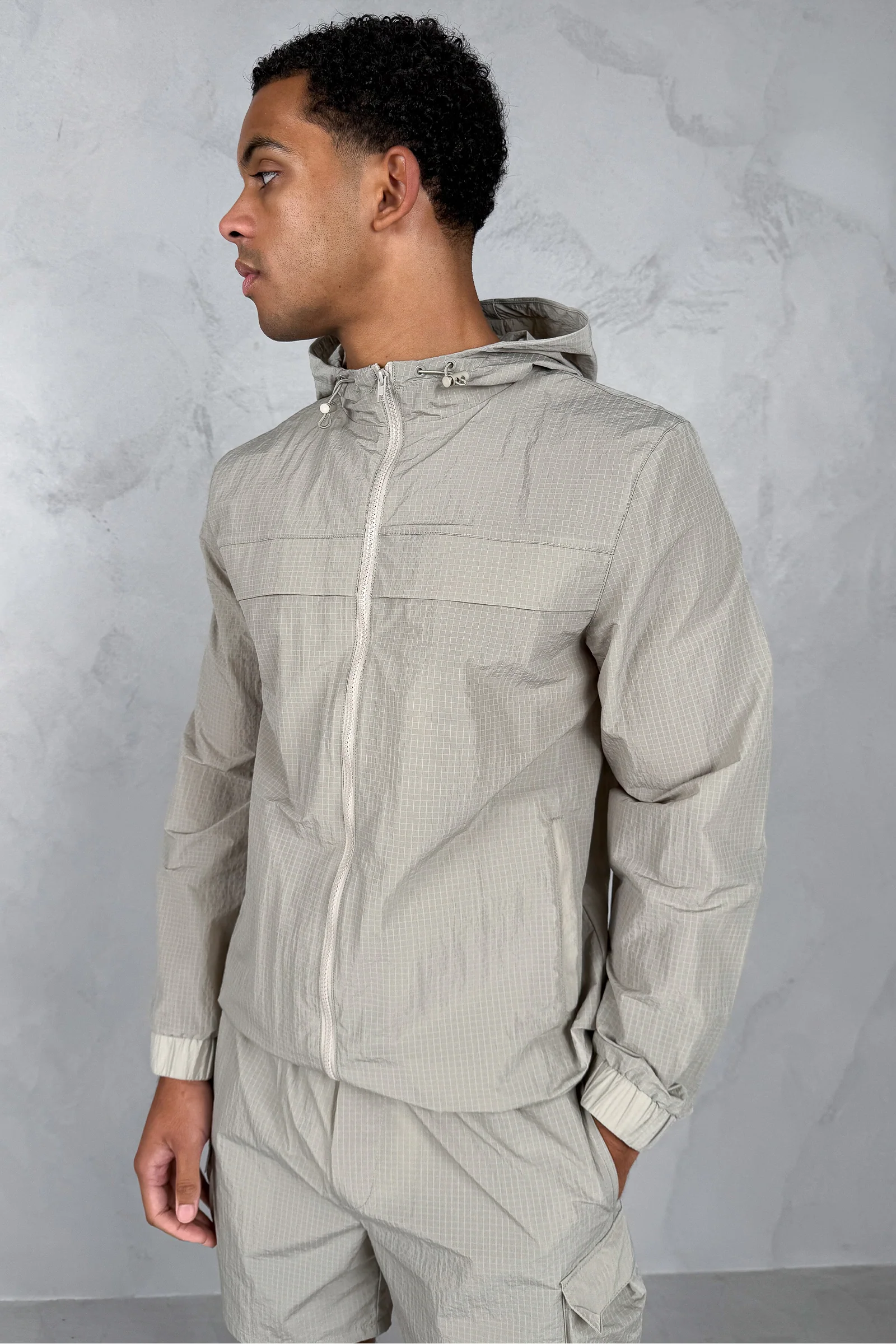Ripstop Windbreaker Jacket - Champagne - Image 6