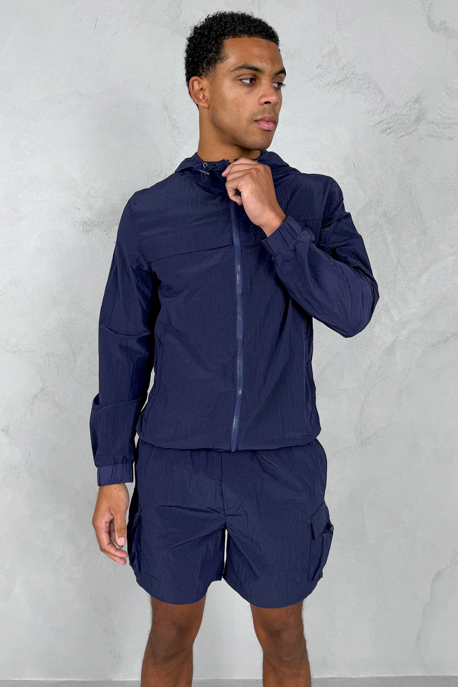 Ripstop Windbreaker Jacket - Navy - Image 6