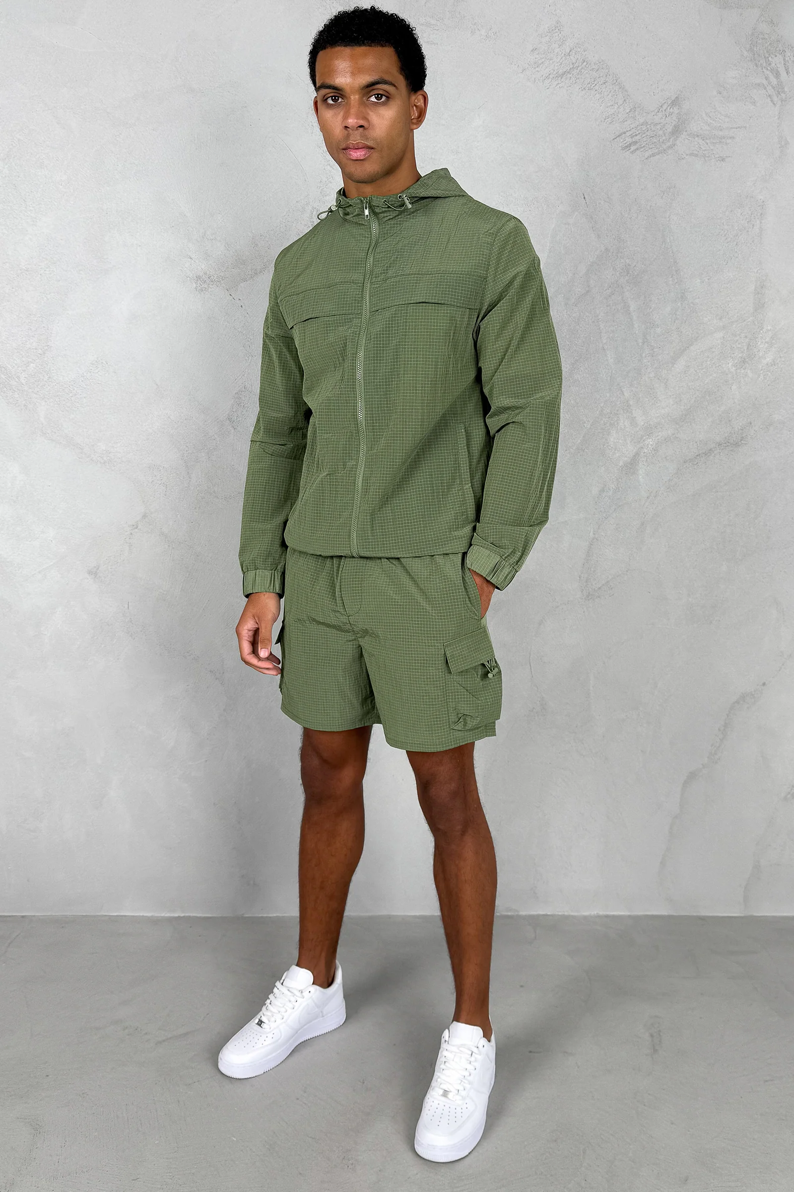 Ripstop Windbreaker Jacket - Olive - Image 2
