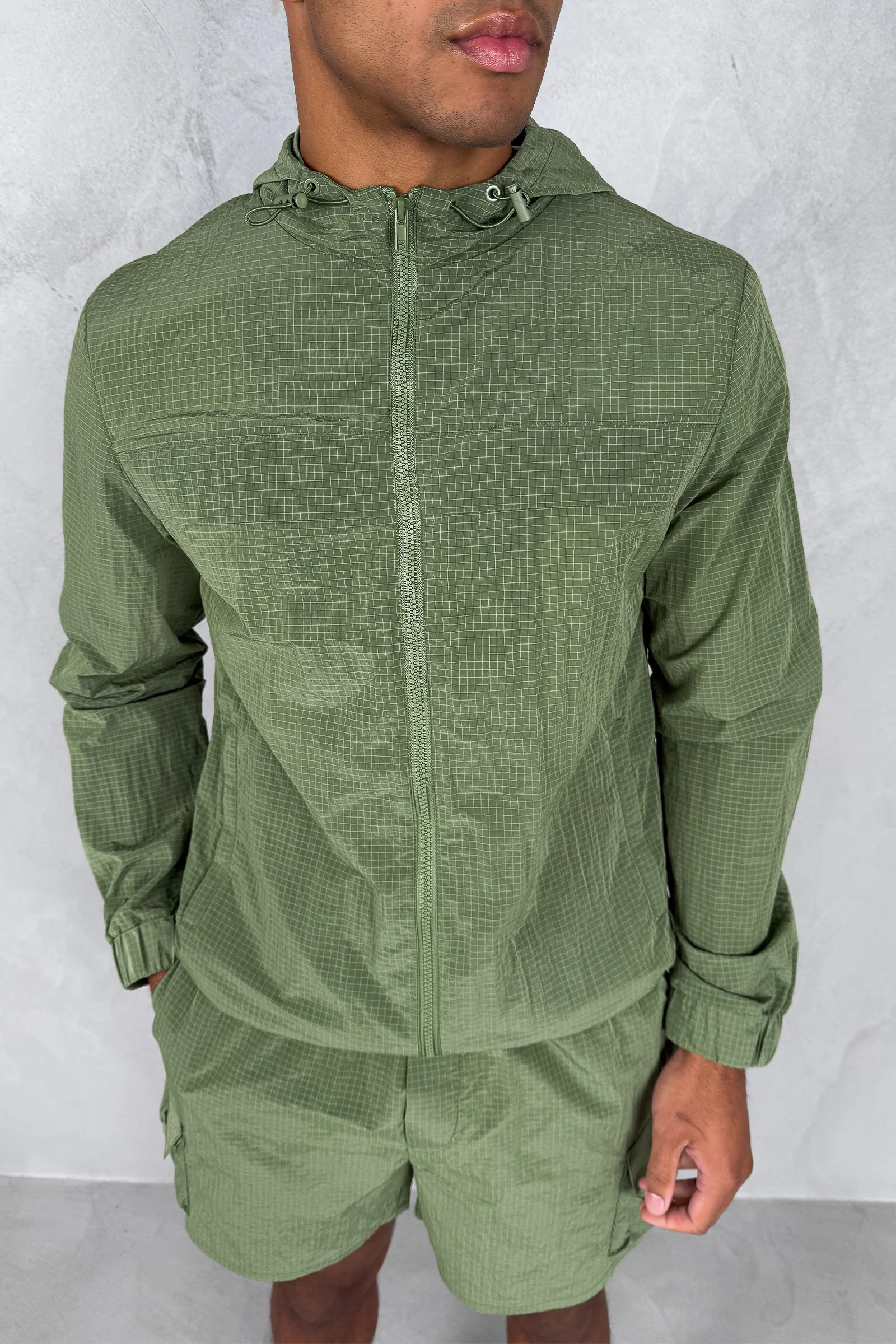 Ripstop Windbreaker Jacket - Olive - Image 3