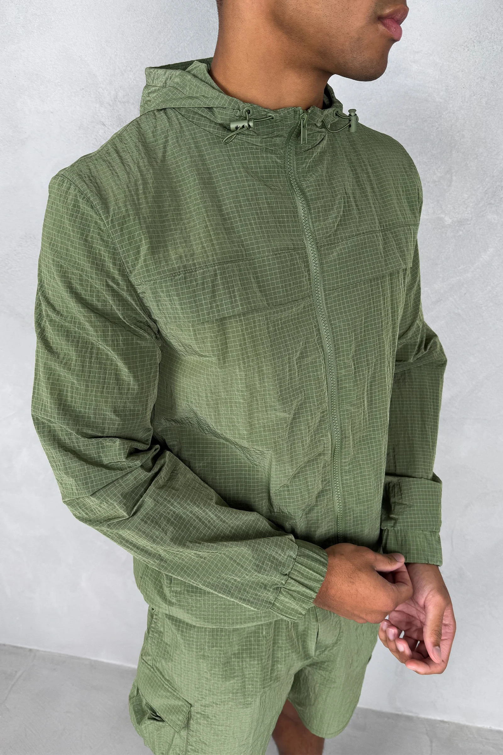 Ripstop Windbreaker Jacket - Olive - Image 4