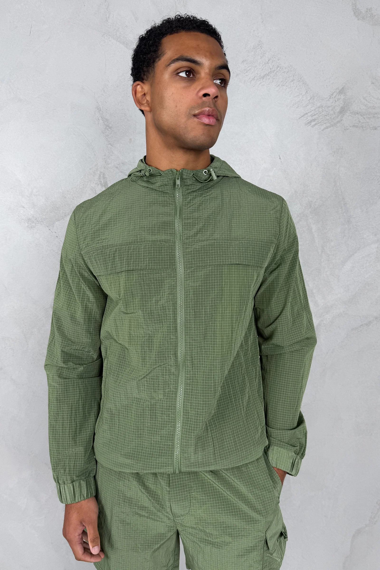 Ripstop Windbreaker Jacket - Olive - Image 5
