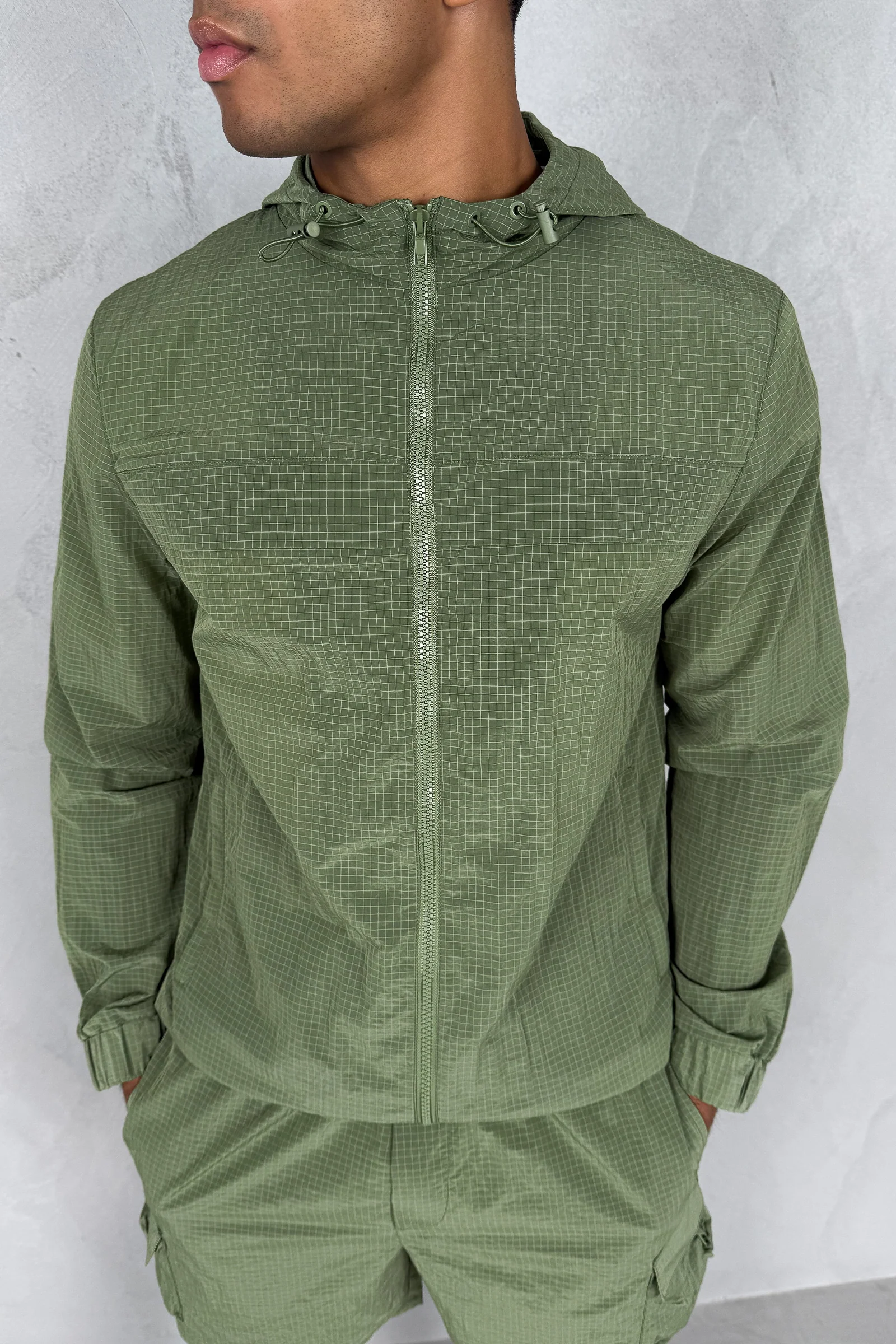 Ripstop Windbreaker Jacket - Olive - Image 8