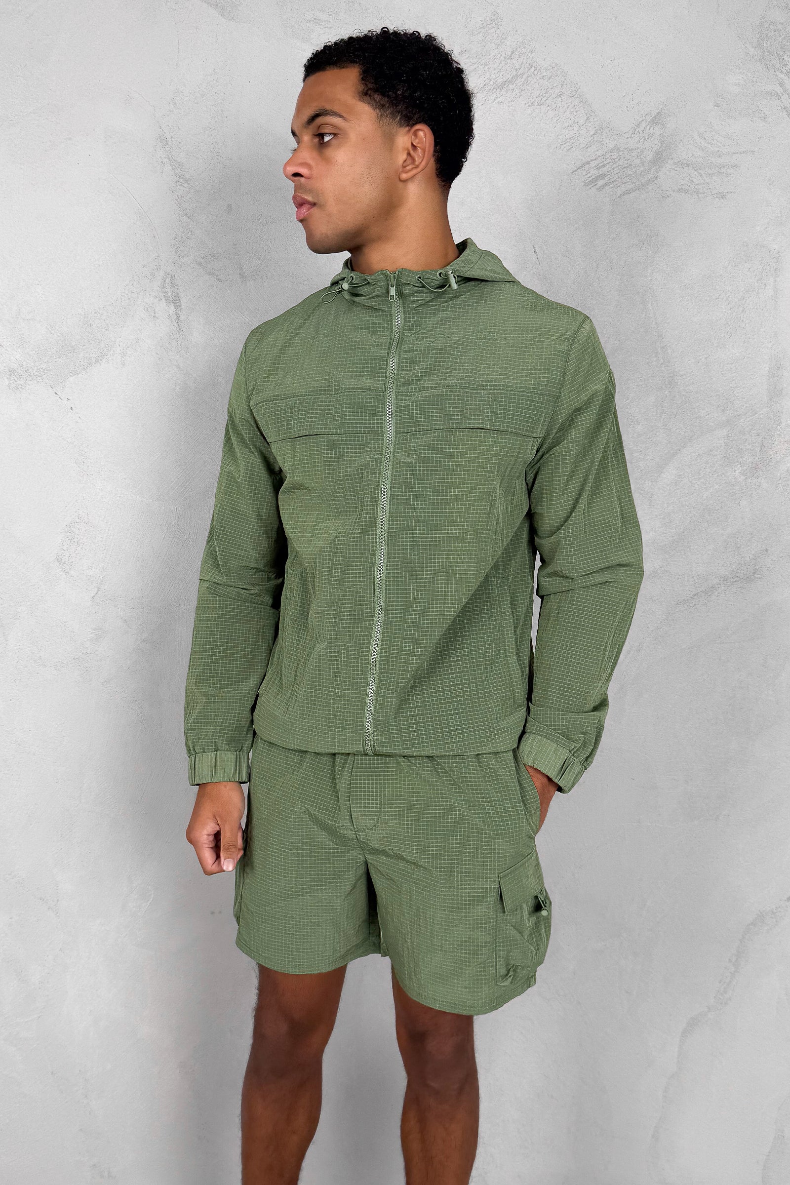 Ripstop Windbreaker Jacket - Olive - Image 9