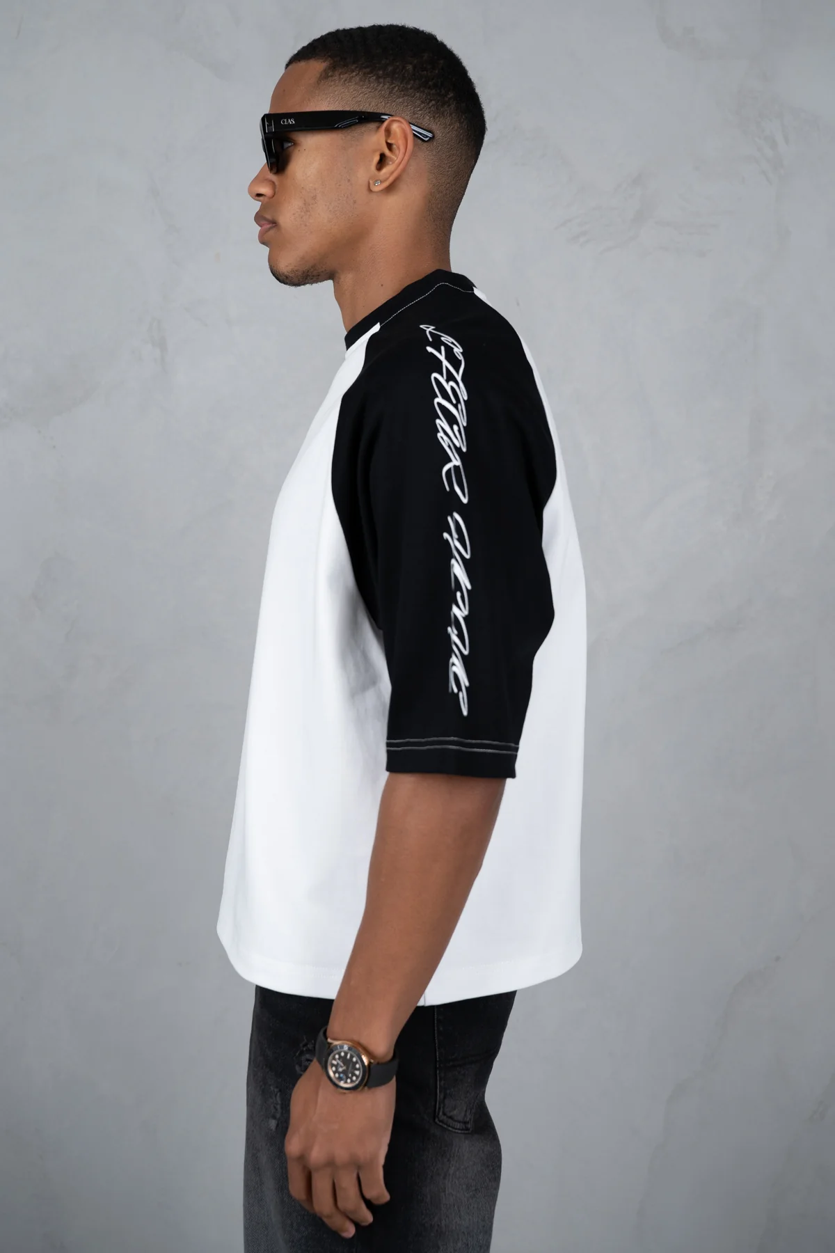 Scripture Raglan Boxy T-Shirt - White/Black - Image 4