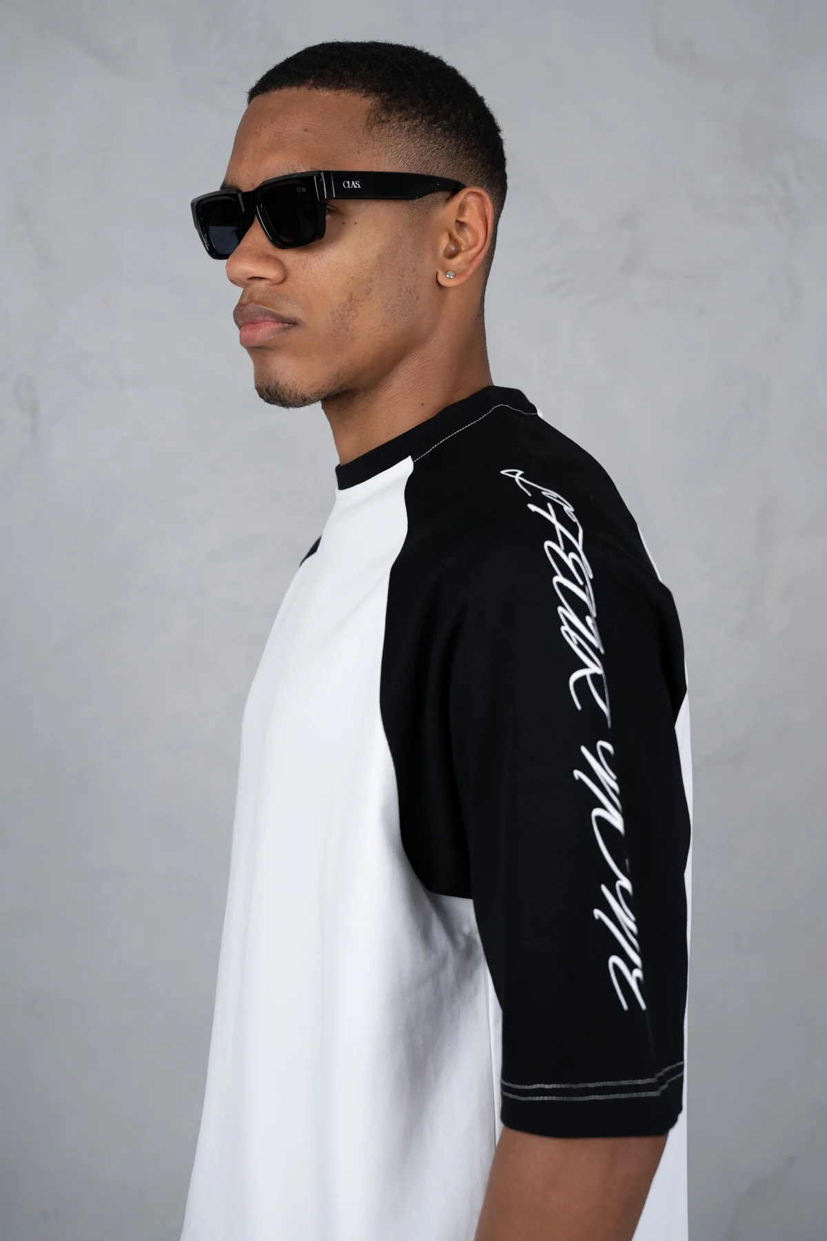 Scripture Raglan Boxy T-Shirt - White/Black - Image 5