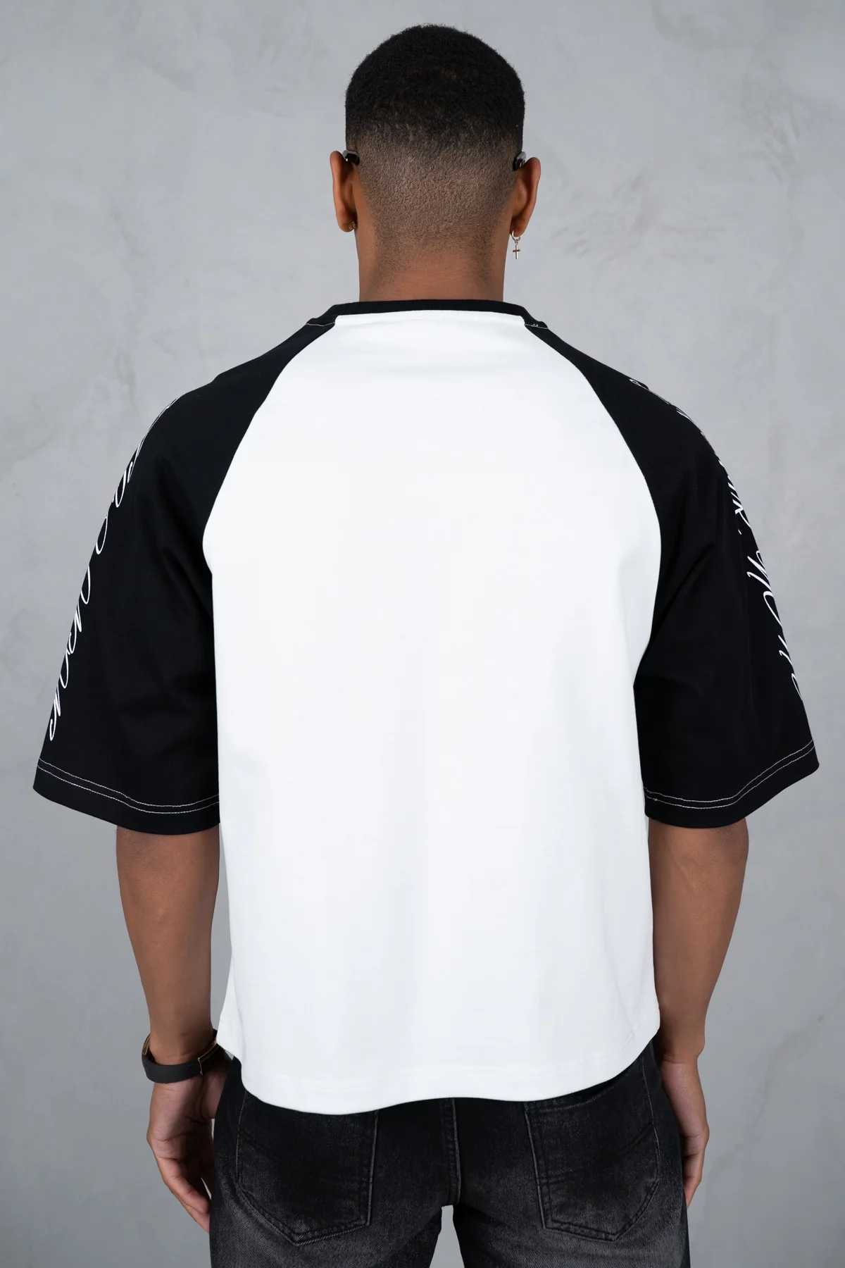 Scripture Raglan Boxy T-Shirt - White/Black - Image 6