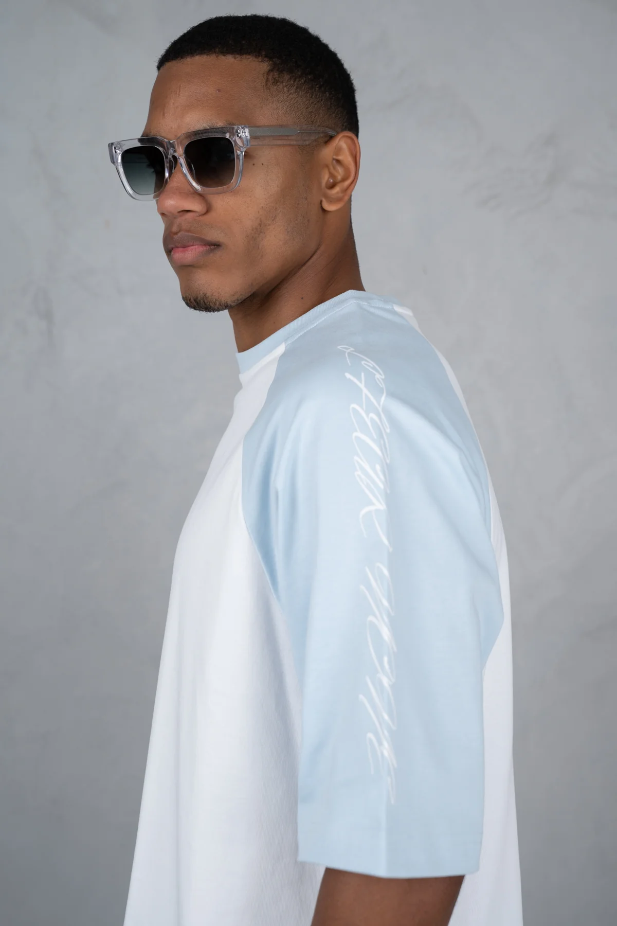 Scripture Raglan Boxy T-Shirt - White/Pastel Blue - Image 4