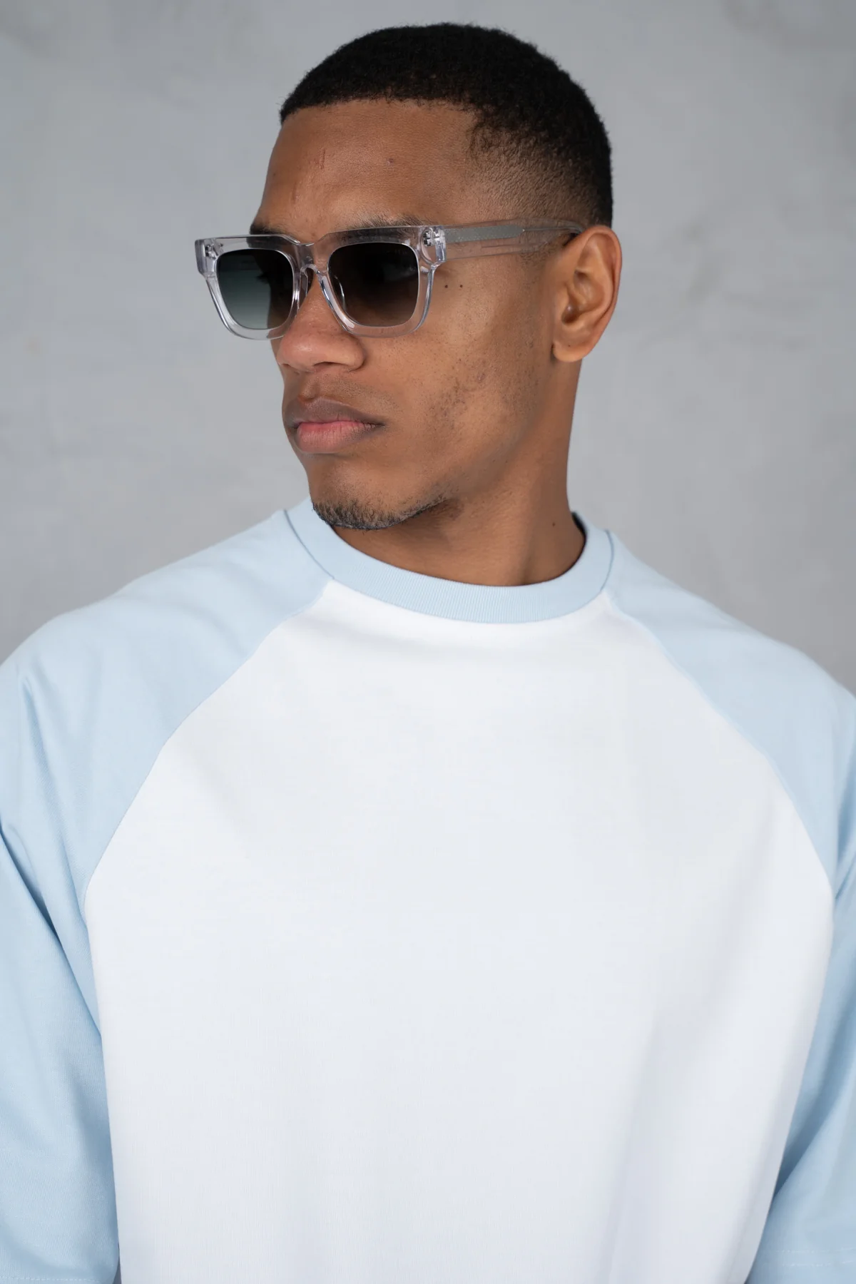 Scripture Raglan Boxy T-Shirt - White/Pastel Blue - Image 7