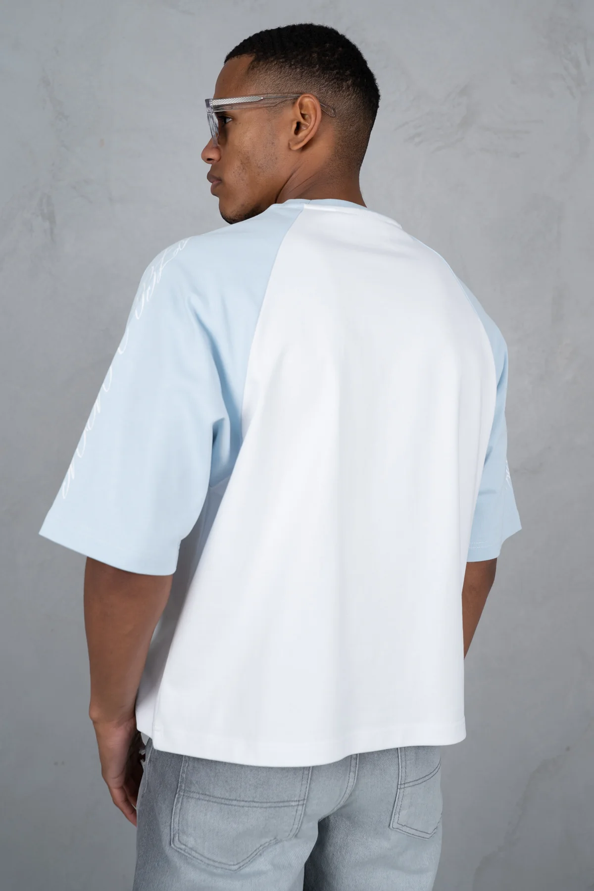 Scripture Raglan Boxy T-Shirt - White/Pastel Blue - Image 8
