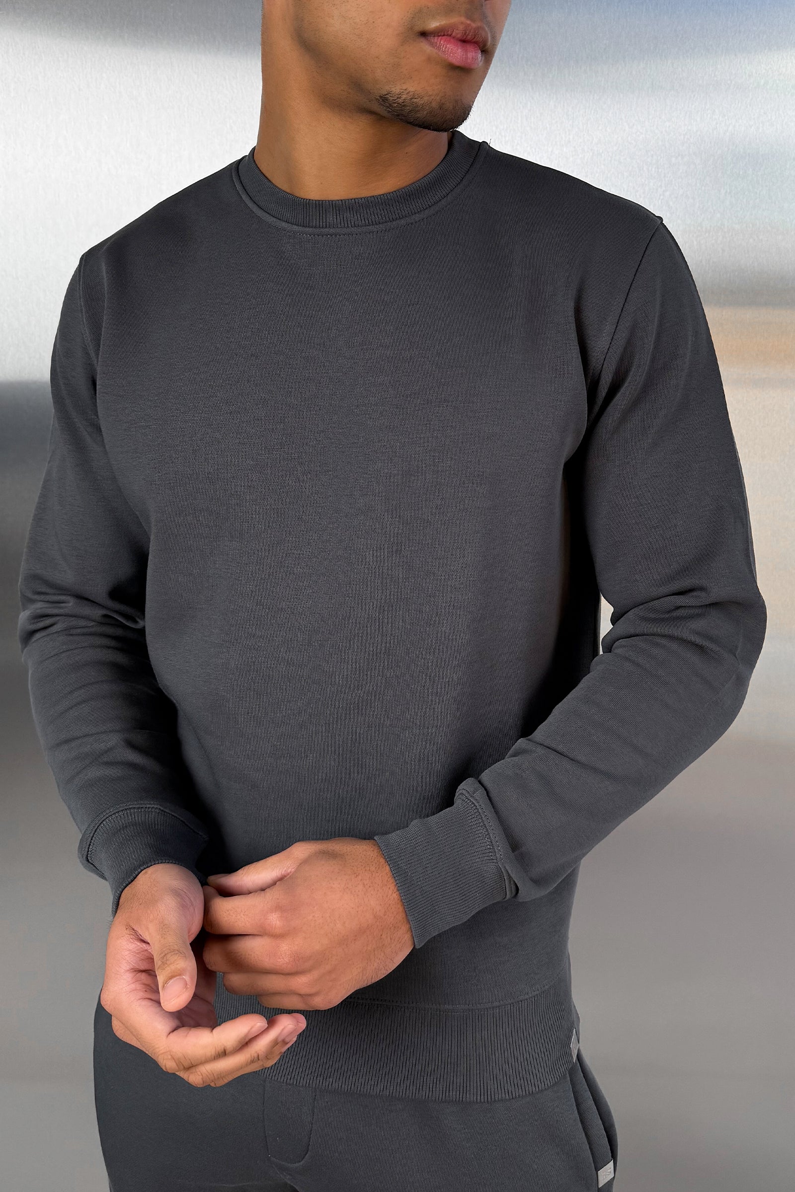 Slim Fit Crew Neck Sweatshirt - Charcoal - Image 13