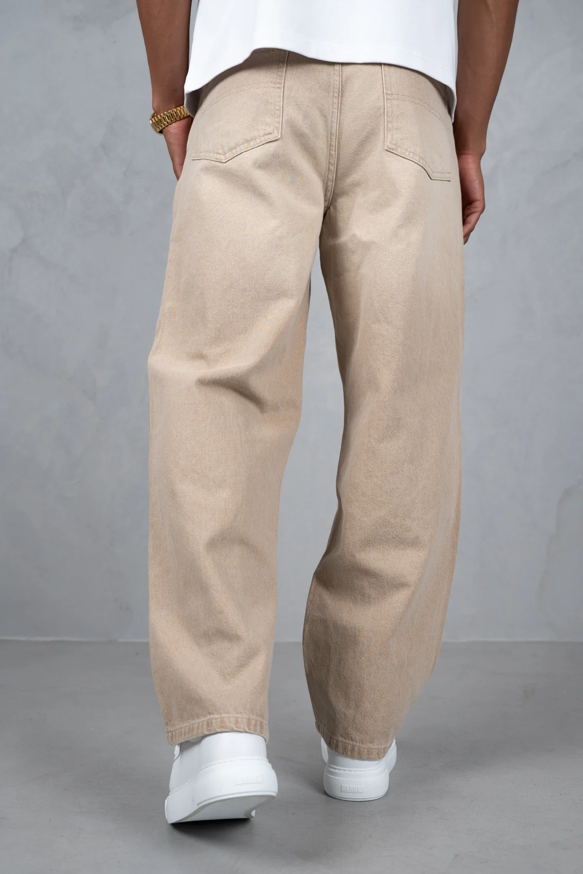 Curve Seam Washed Denim Jeans - Taupe - Image 6