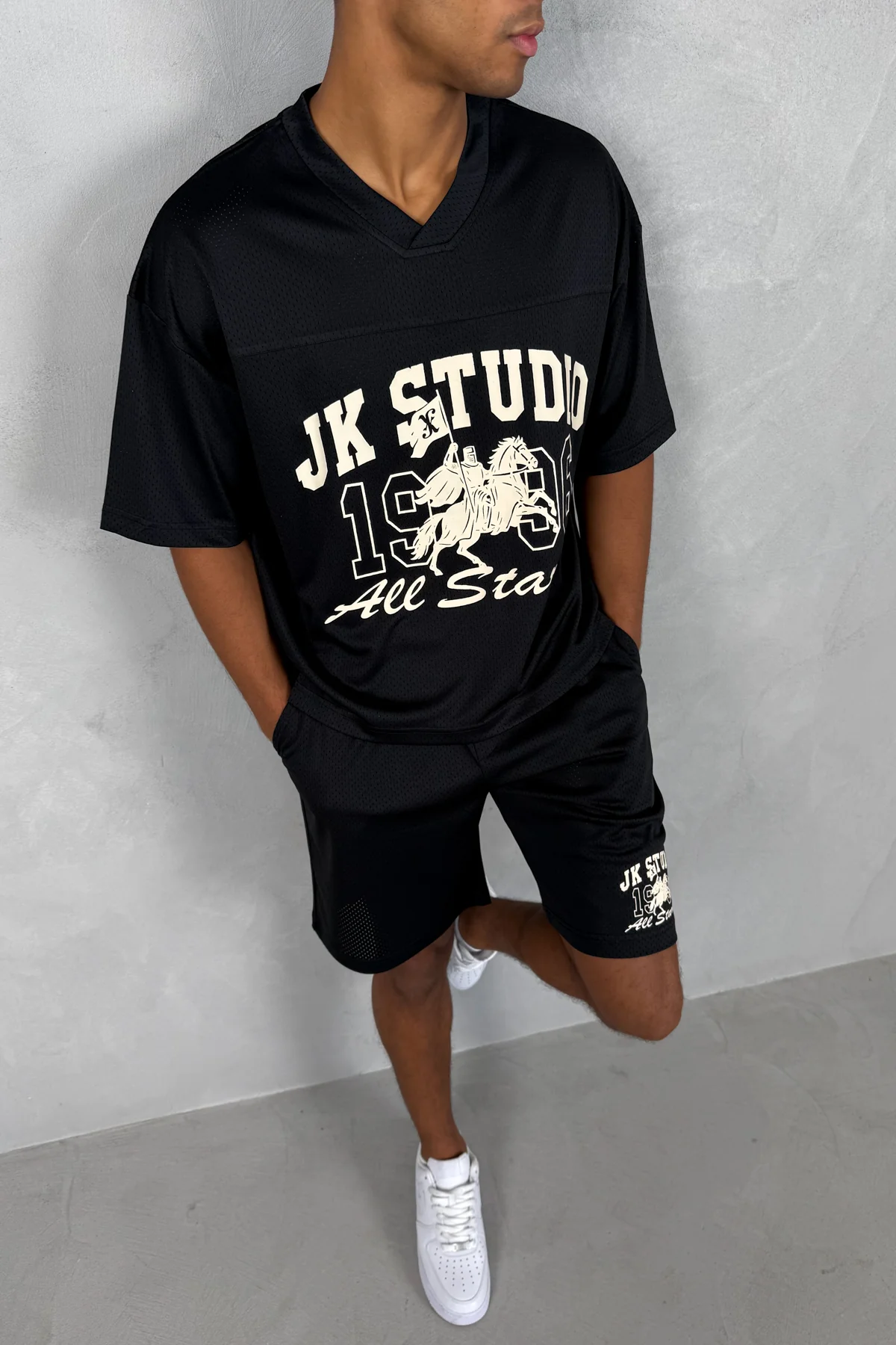 Studio Boxy Mesh T-Shirt - Black - Image 2