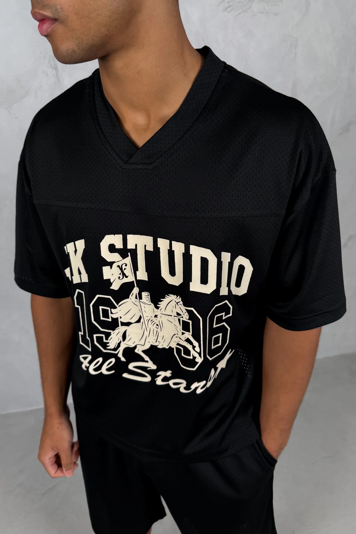 Studio Boxy Mesh T-Shirt - Black - Image 3