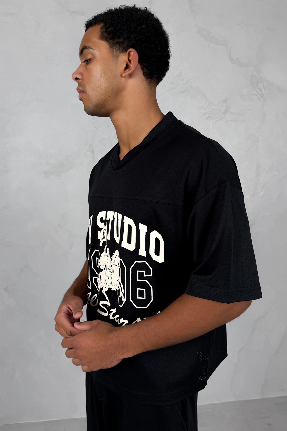 Studio Boxy Mesh T-Shirt - Black - Image 6
