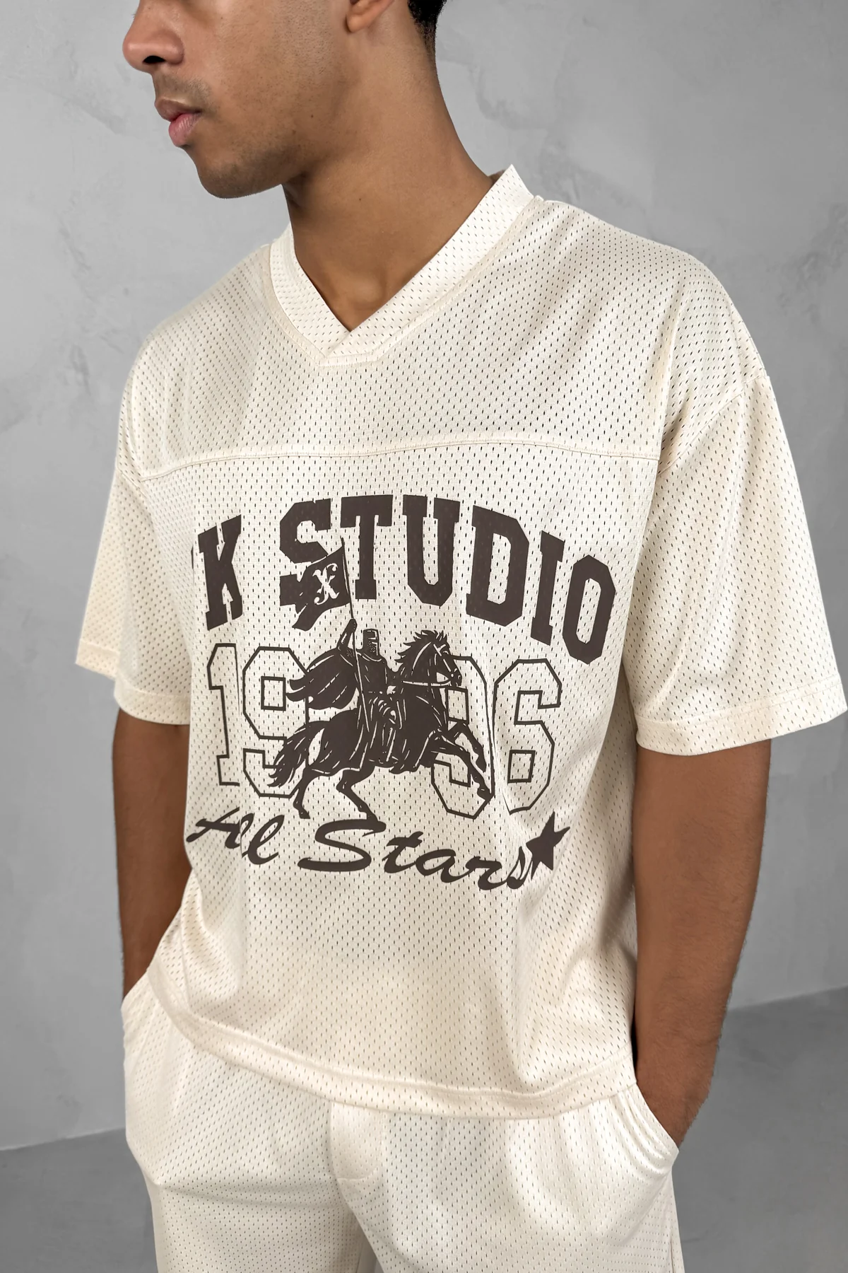 Studio Boxy Mesh T-Shirt - Off White - Image 3