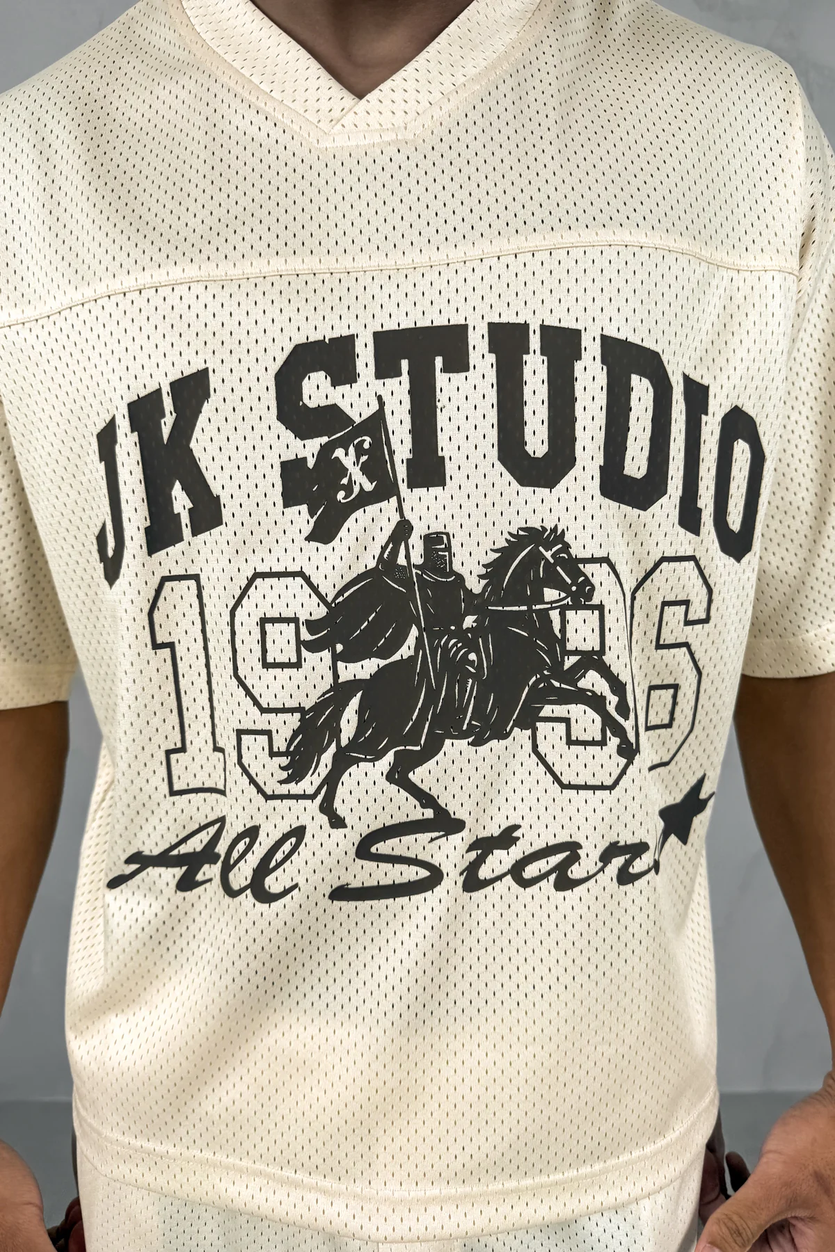 Studio Boxy Mesh T-Shirt - Off White - Image 5