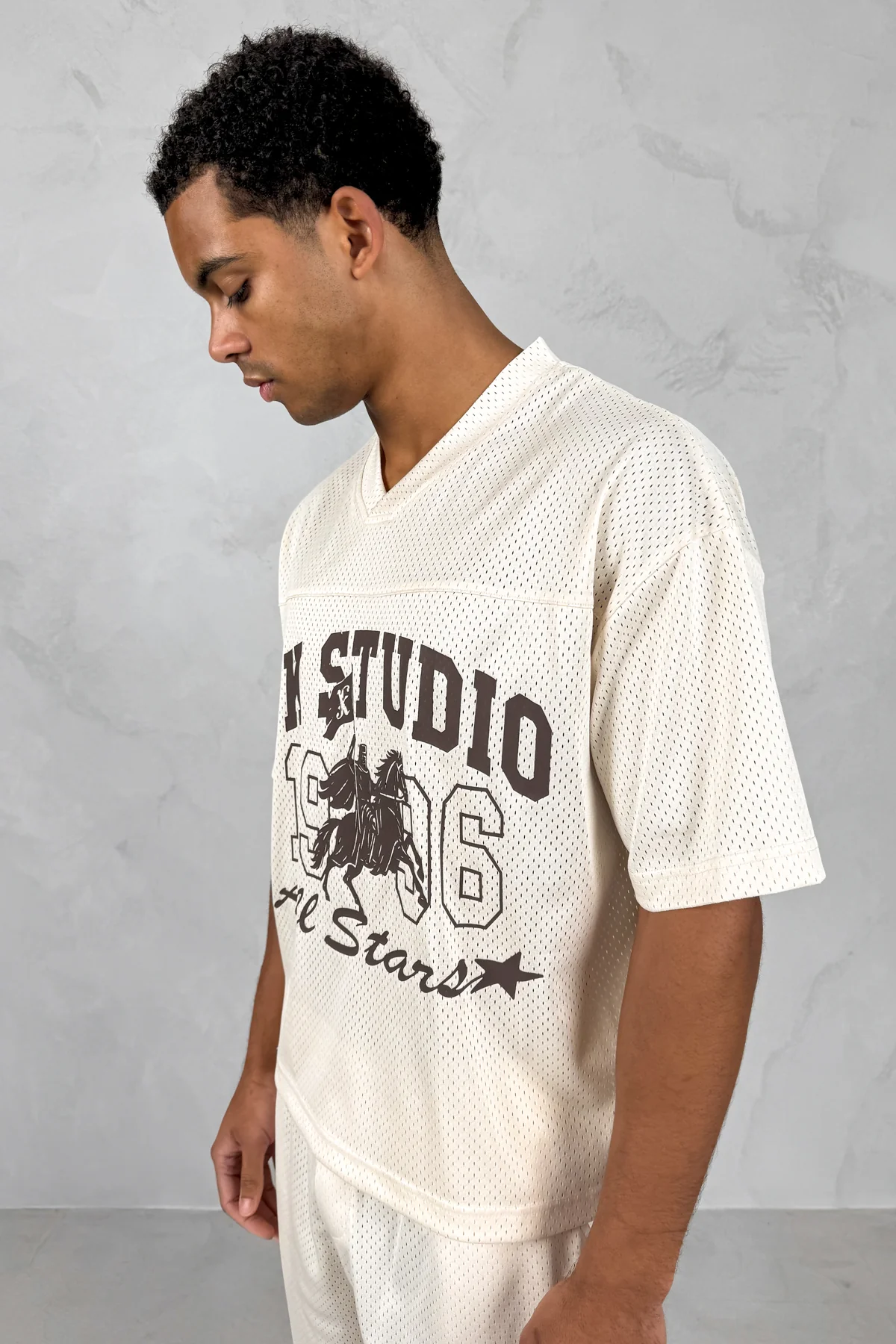 Studio Boxy Mesh T-Shirt - Off White - Image 8