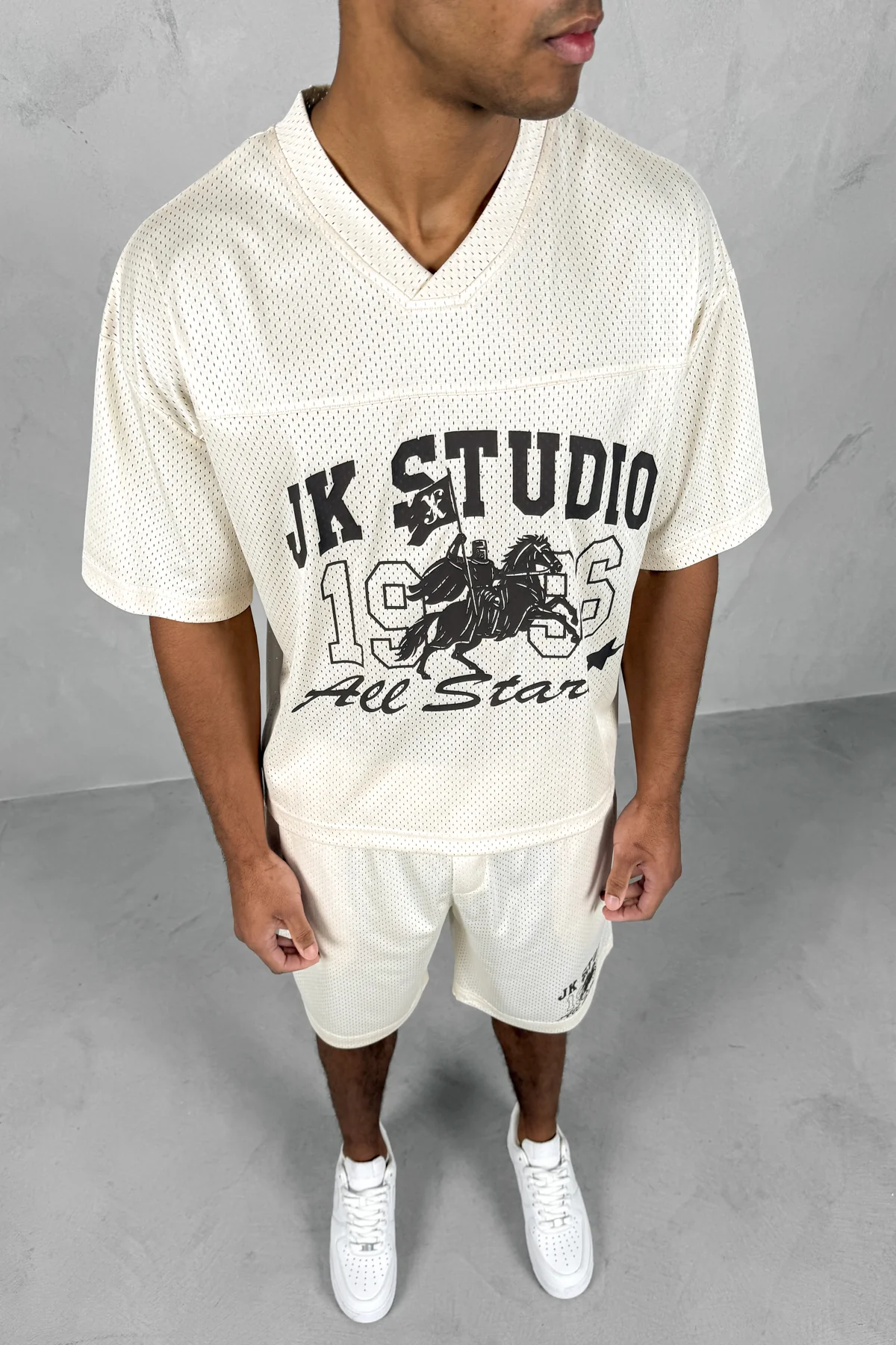 Studio Boxy Mesh T-Shirt - Off White - Image 9