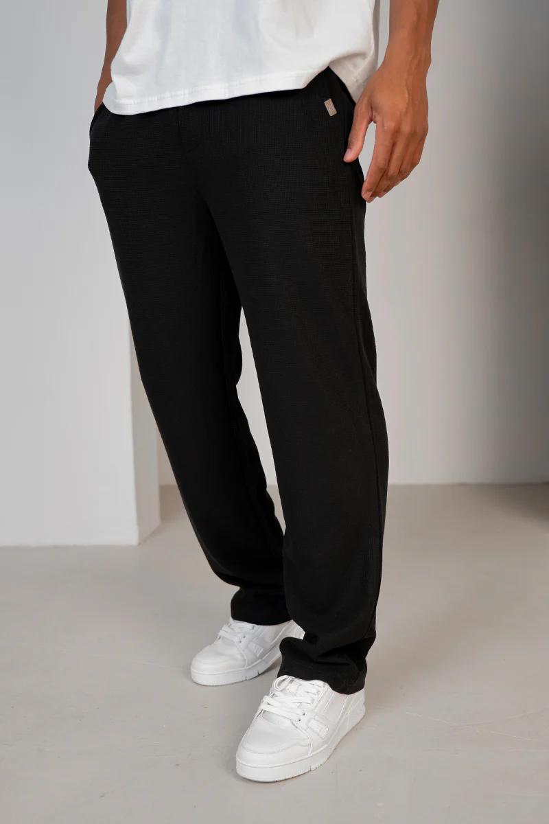Waffle Straight Joggers - Black - Image 2