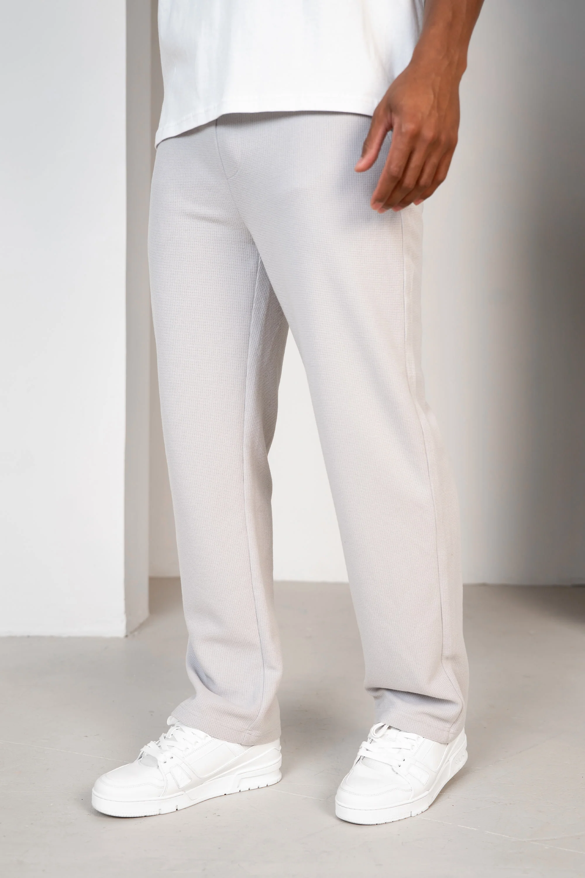Waffle Straight Leg Joggers - Grey - Image 2
