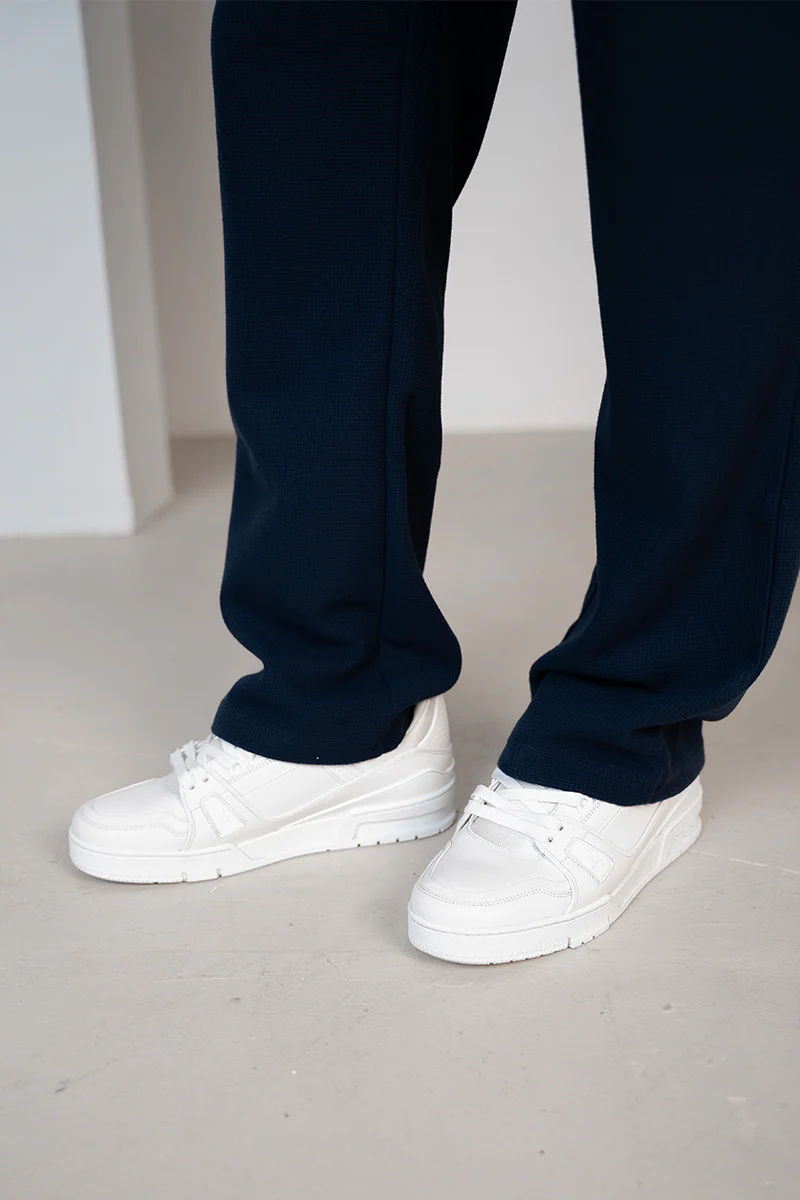 Waffle Straight Leg Joggers - Navy - Image 4