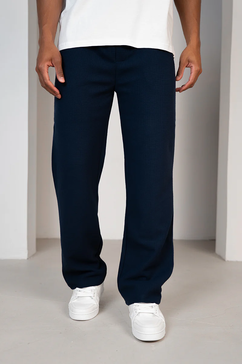 Waffle Straight Leg Joggers - Navy - Image 6