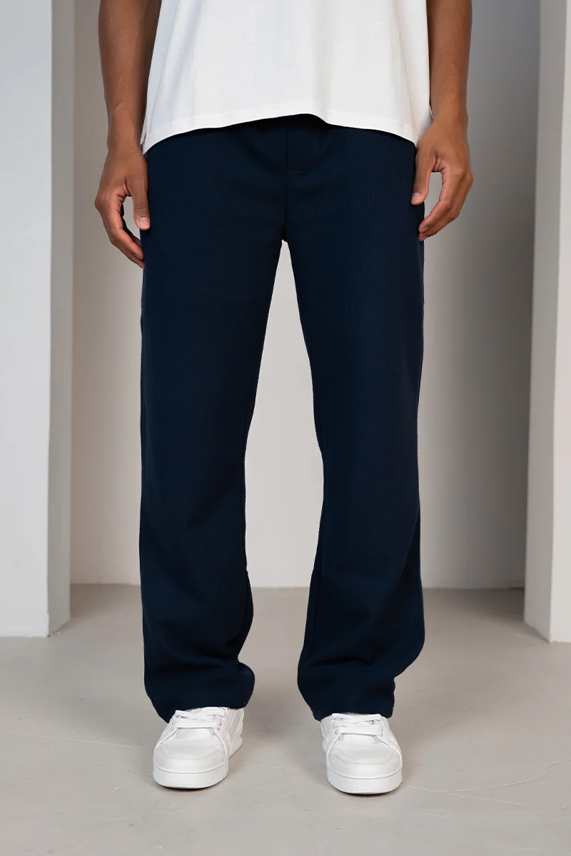 Waffle Straight Leg Joggers - Navy - Image 7