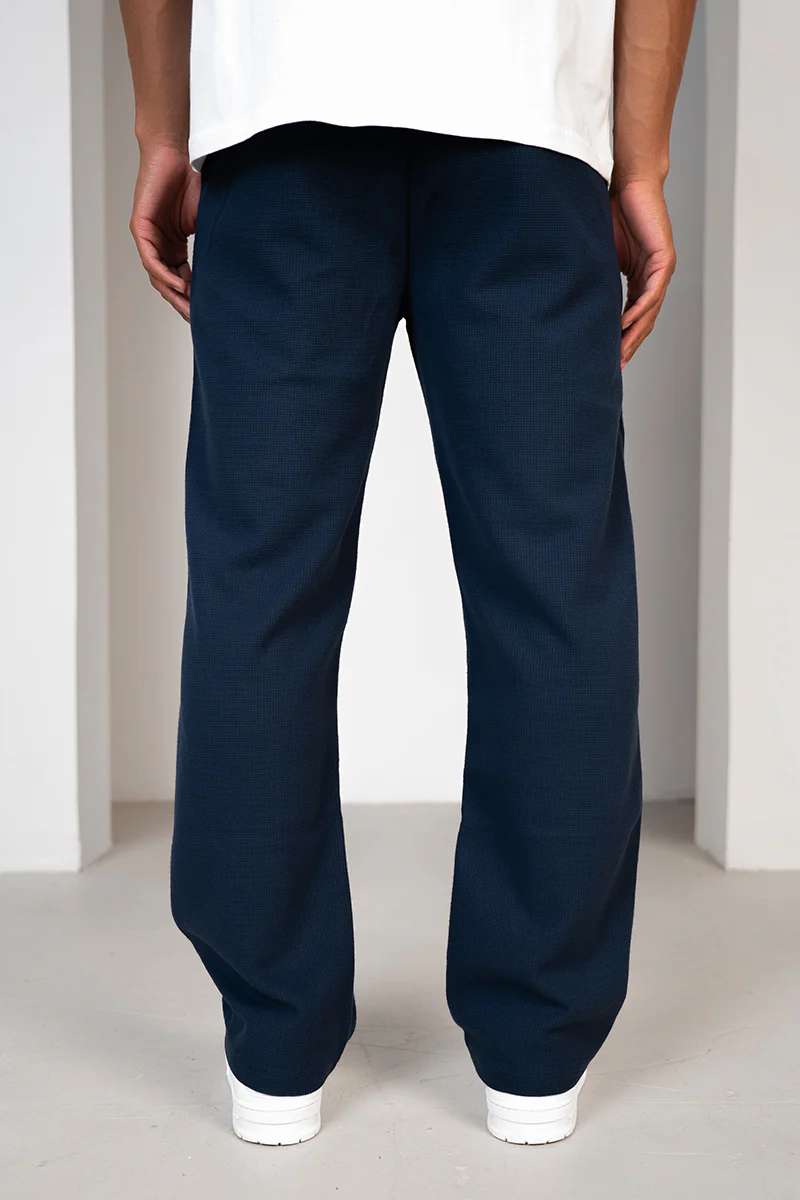 Waffle Straight Leg Joggers - Navy - Image 8