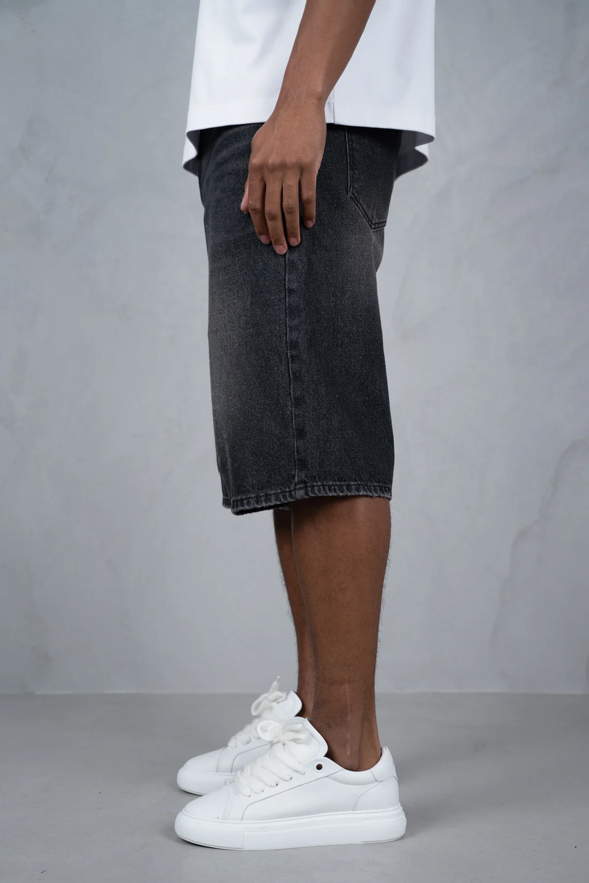 Washed Denim Jorts - Black - Image 5