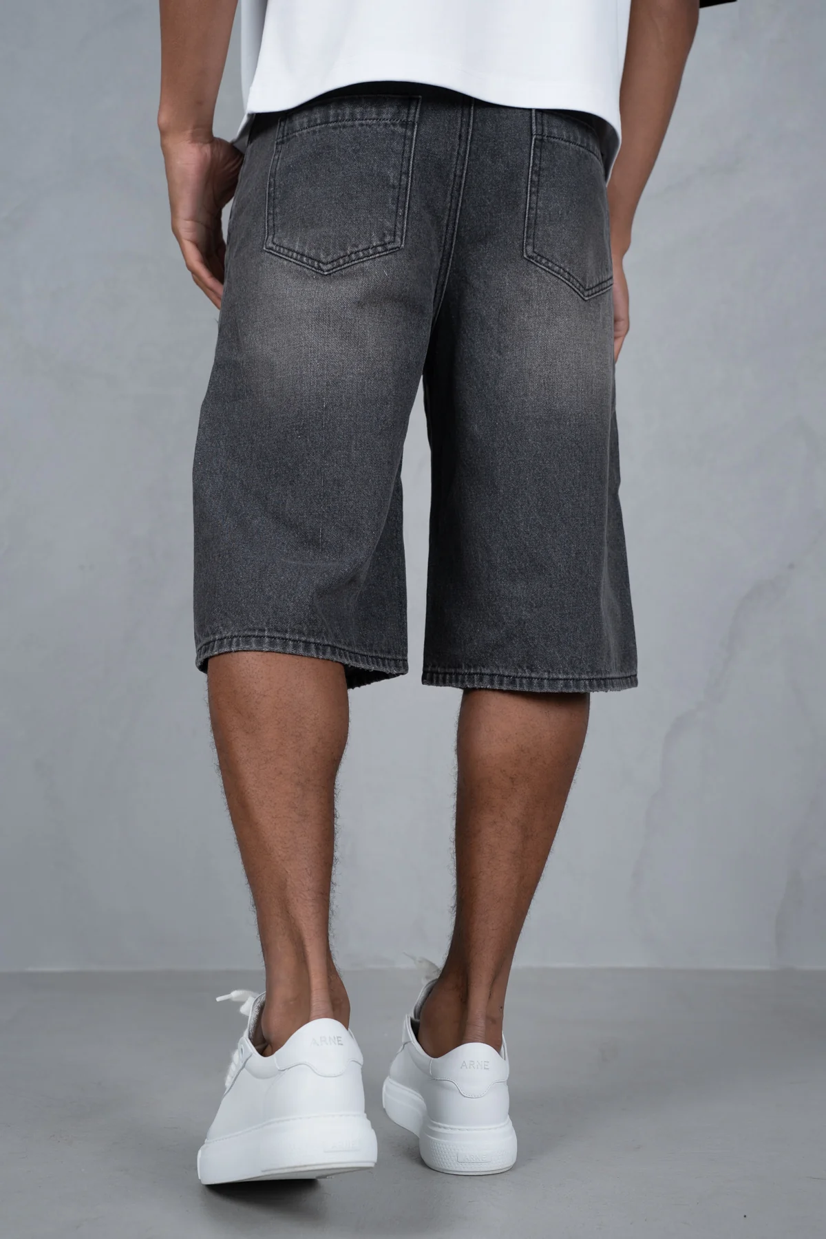 Washed Denim Jorts - Grey - Image 5